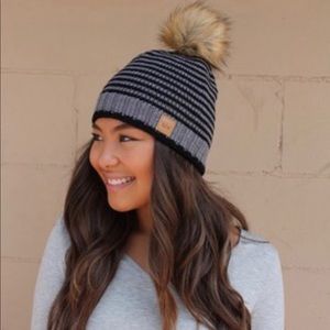 New Women’s Grey Black Stripe Panache Hat LAST ONE